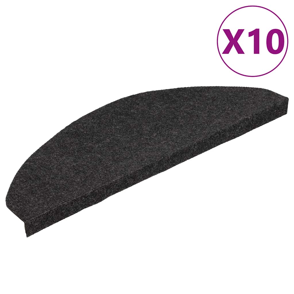 Vidaxl Mats d'escalier auto-adhésifs 10 st 65x22.5x3,5 cm noir