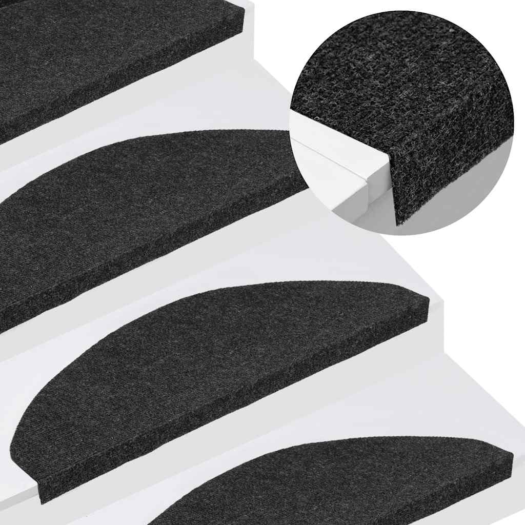 Vidaxl Mats d'escalier auto-adhésifs 10 st 65x22.5x3,5 cm noir
