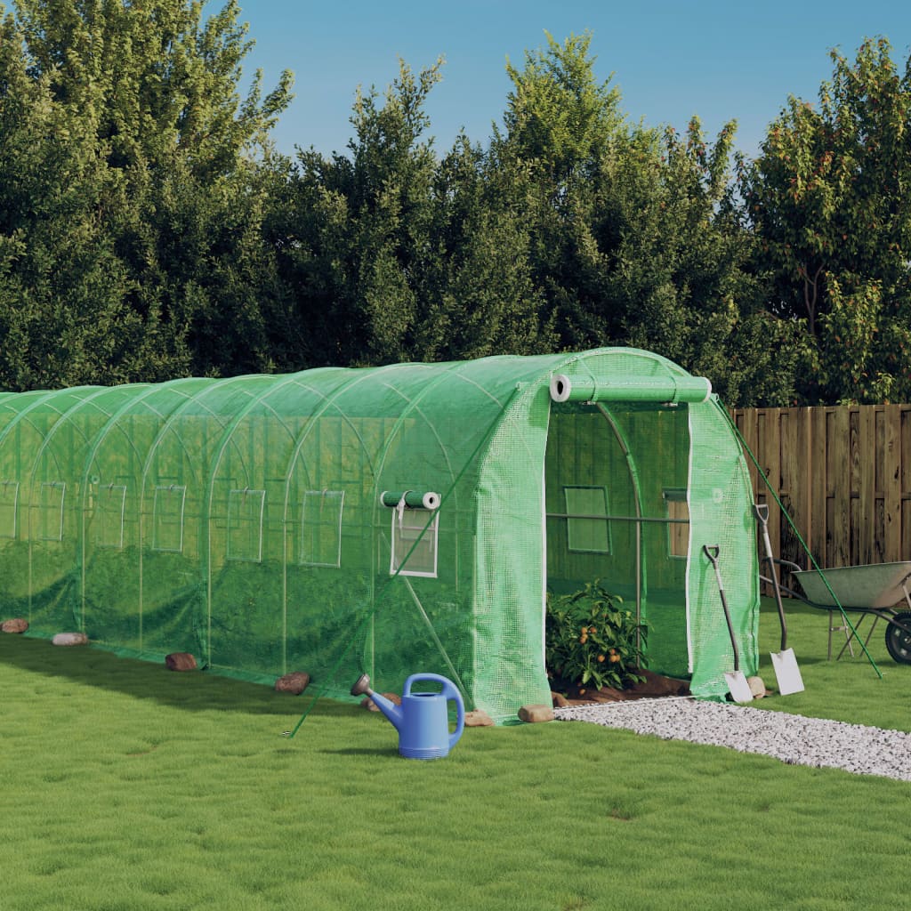 Vidaxl Tuinkas with steel frame 28 m² 14x2x2 m green