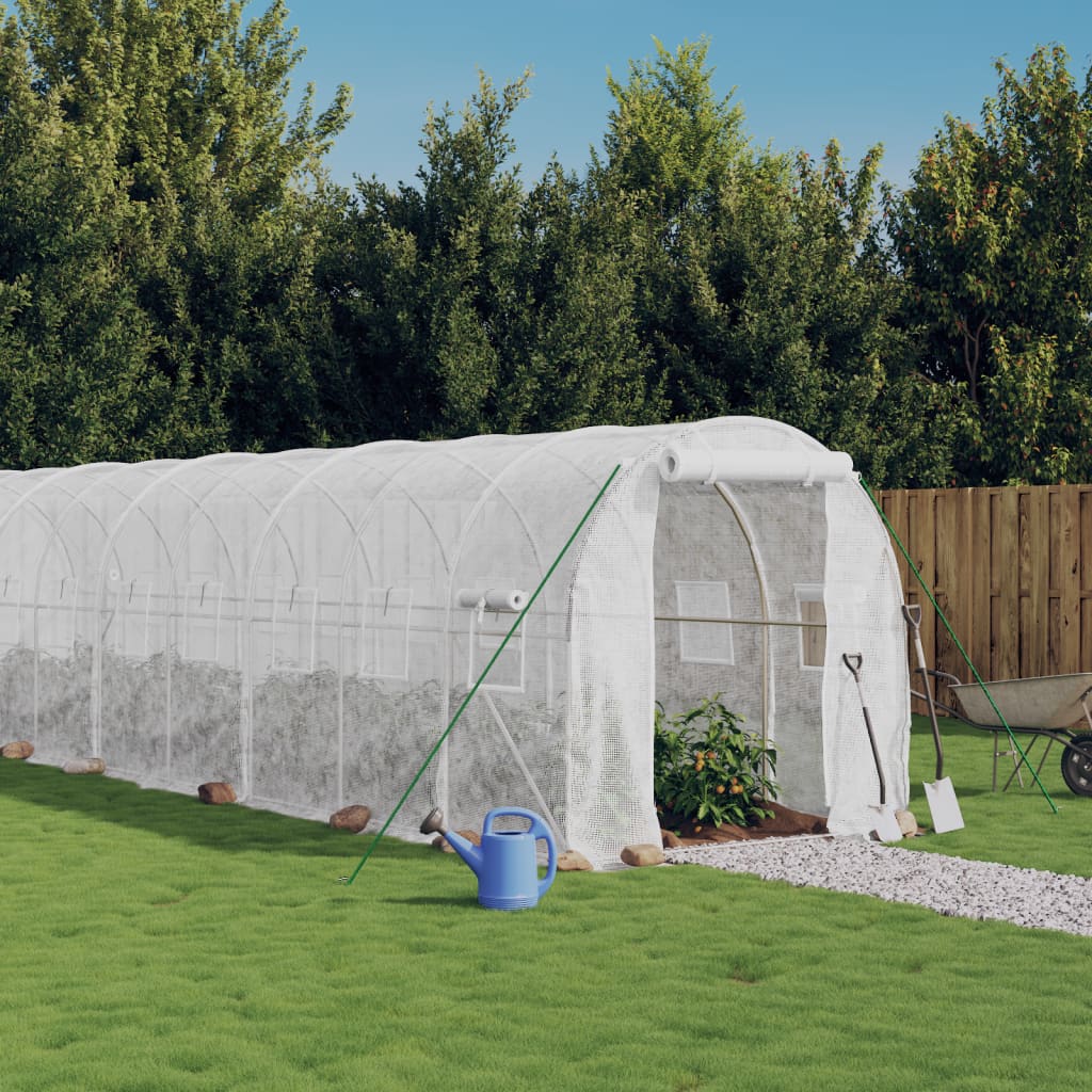 Vidaxl tuinkas con telaio in acciaio 28 m² 14x2x2 m bianco