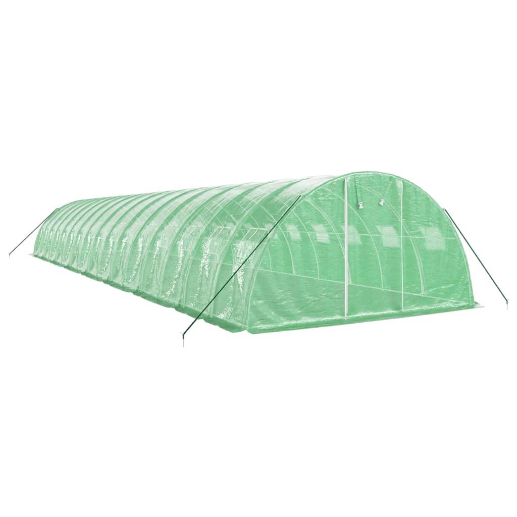 Vidaxl tuinkas avec cadre en acier 64 m² 16x4x2 m vert