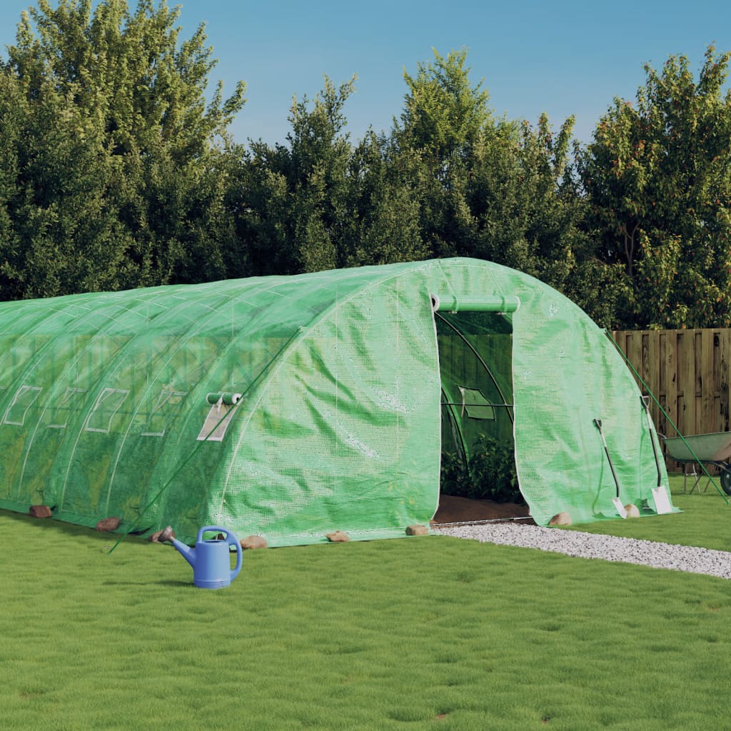 Vidaxl tuinkas avec cadre en acier 60 m² 12x5x2,3 m vert