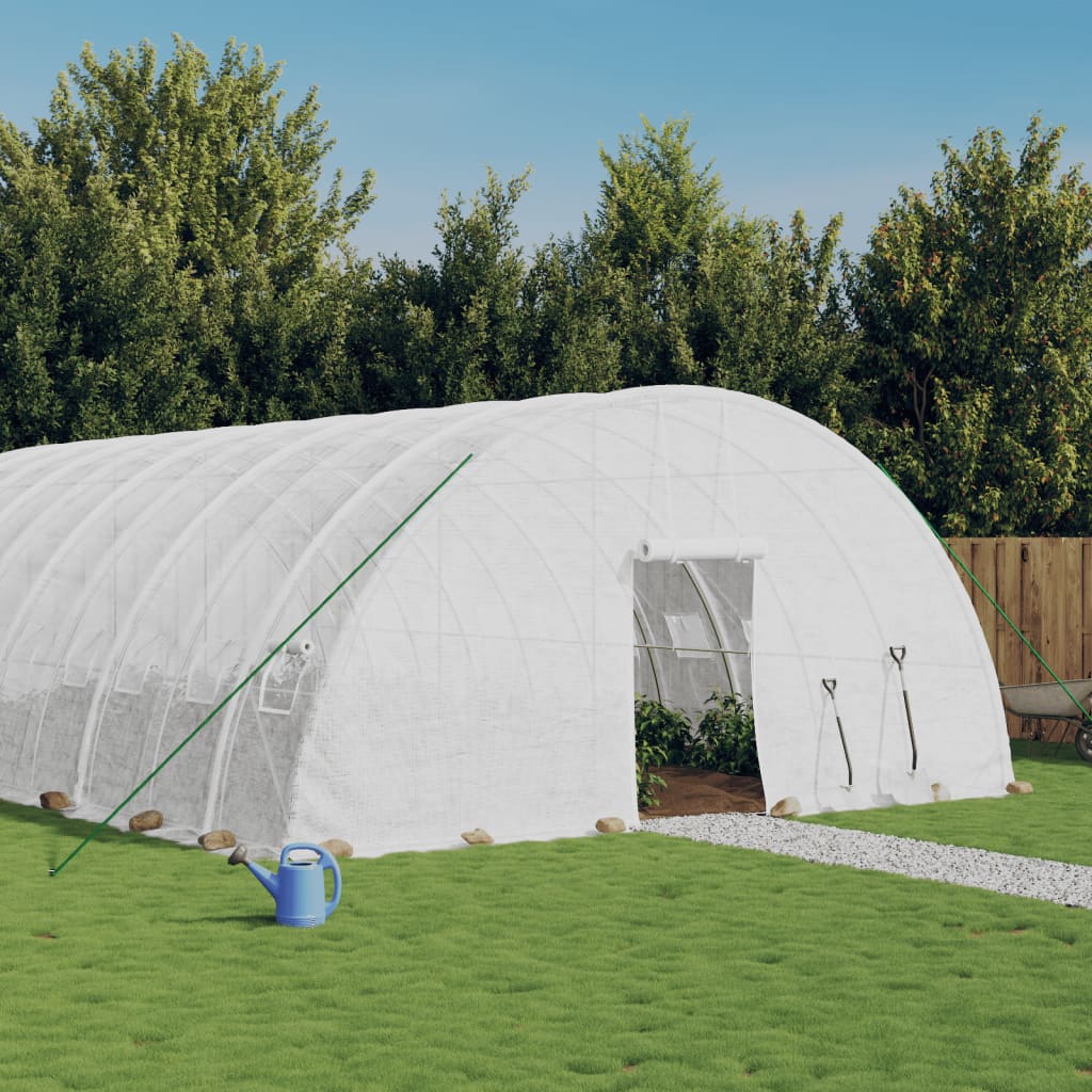 Vidaxl tuinkas avec cadre en acier 60 m² 10x6x2,85 m blanc