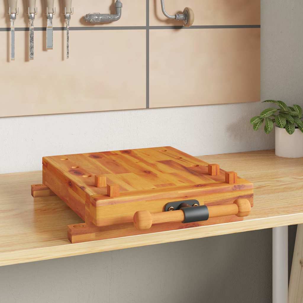 Vidaxx table établi avec étau 52x44x9,5 cm bois d'acacia massif