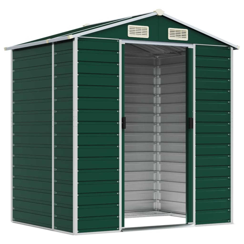 Vidaxl Garden Shed 191x130x198 cm galvanisert stålgrønn