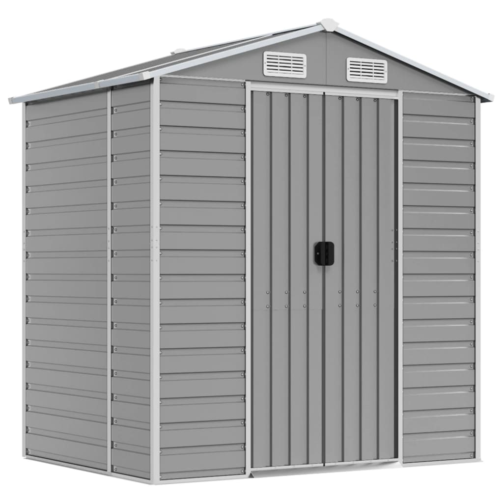 Vidaxl Garden Shed 191x130x198 cm galvanisert stål lys grå