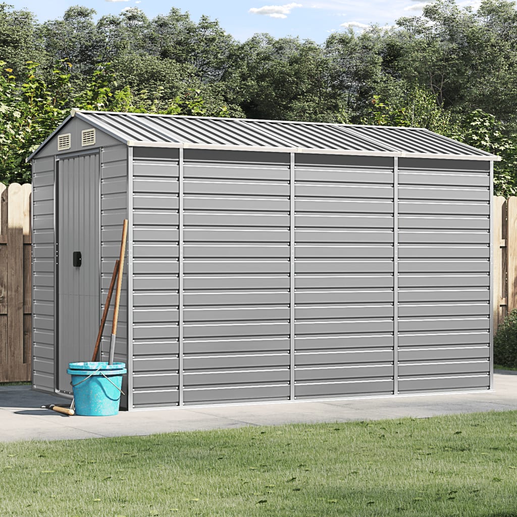 Vidaxl Garden Shed 191x300x198 cm galvanisert stål lys grå