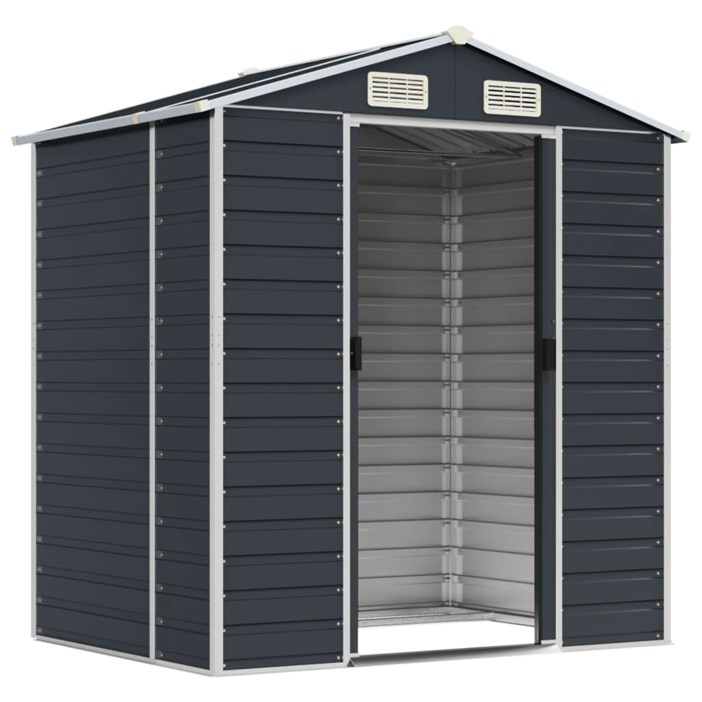 Vidaxl Garden Shed 191x130x198 cm galvanisert stål Antracitt -farget