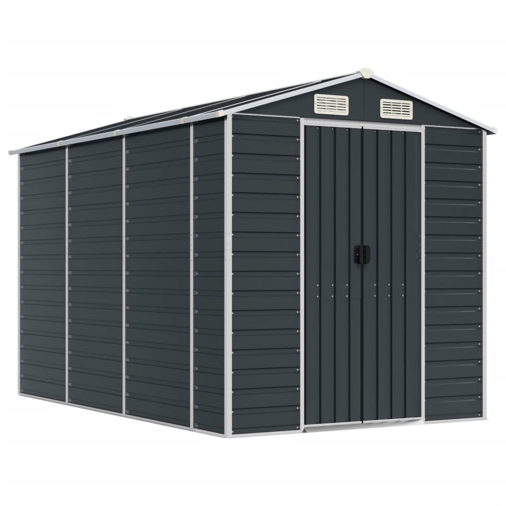 Vidaxl Garden Shed 191x300x198 cm galvanisert stål Antracitt -farget