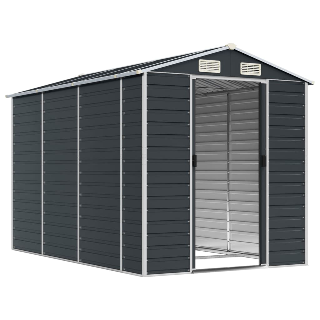 Vidaxl Garden Shed 191x300x198 cm galvanisert stål Antracitt -farget