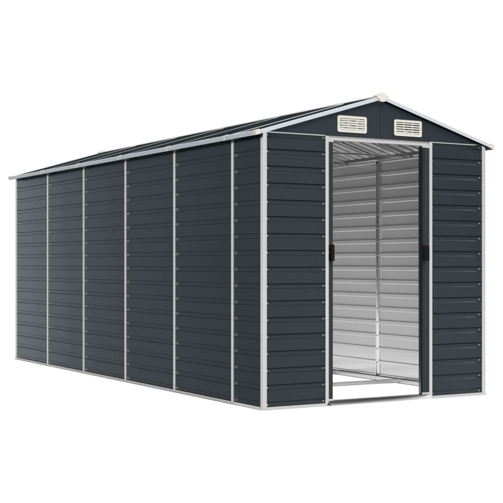 Vidaxl Garden Shed 191x470x198 cm galvanisert stål Antracitt -farget