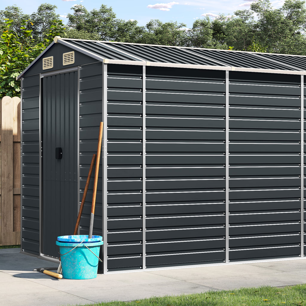 Vidaxl Garden Shed 191x470x198 cm galvanisert stål Antracitt -farget