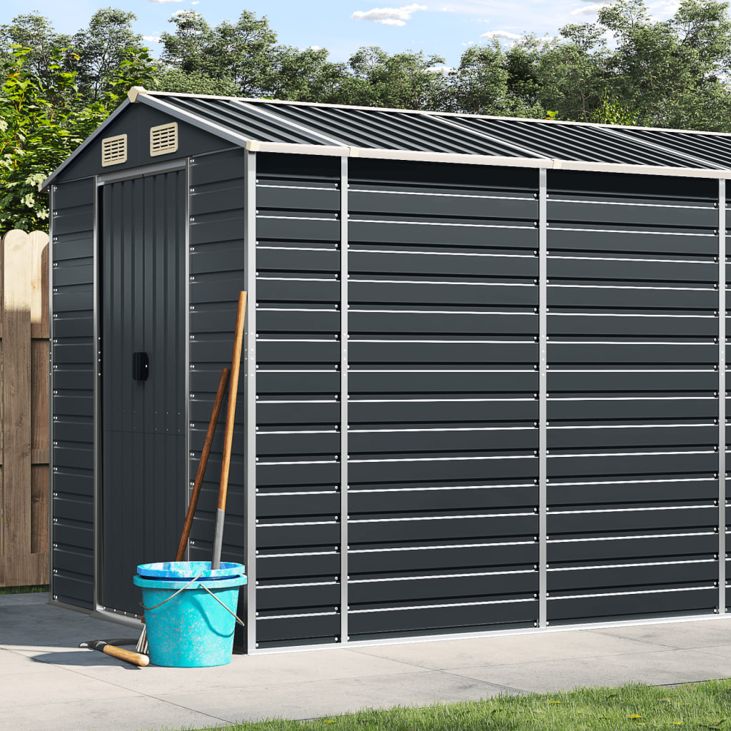 Vidaxl Garden Shed 191x555x198 cm galvanisert stål Antracitt -farget