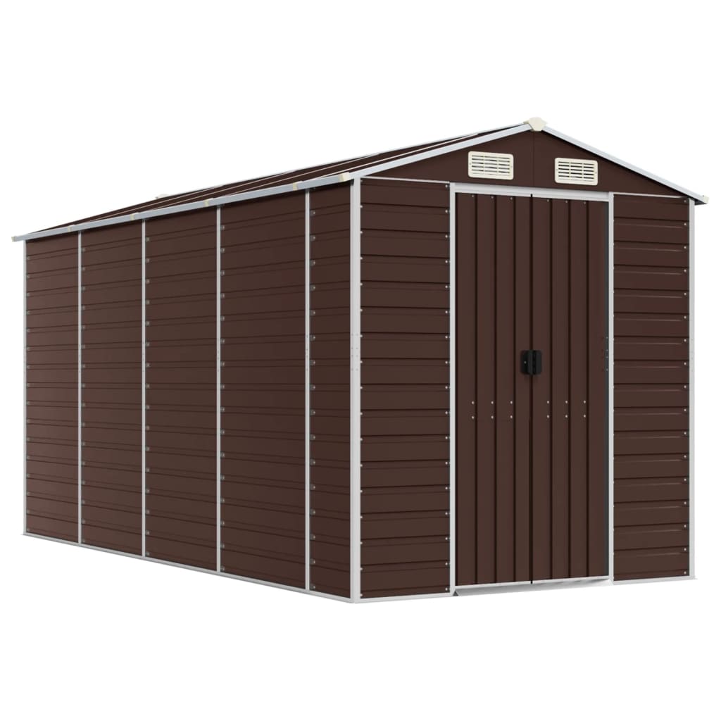 Vidaxl Garden Shed 191x385x198 cm galvanisert stålbrun