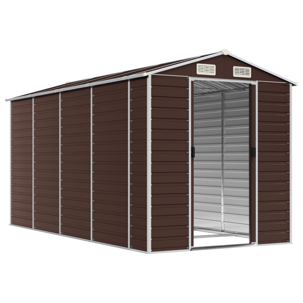 Vidaxl Garden Shed 191x385x198 cm galvanisert stålbrun