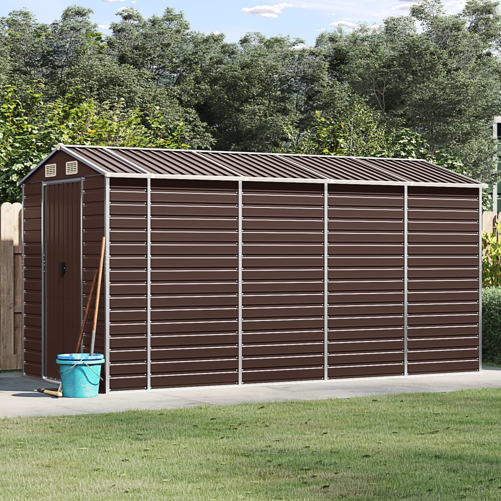 Vidaxl Garden Shed 191x385x198 cm galvanisert stålbrun