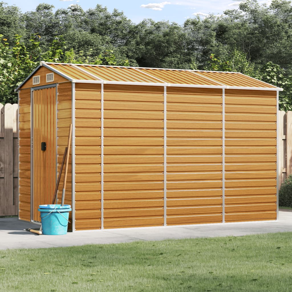 Vidaxl Garden Shed 191x300x198 cm galvanisert stål lysebrun