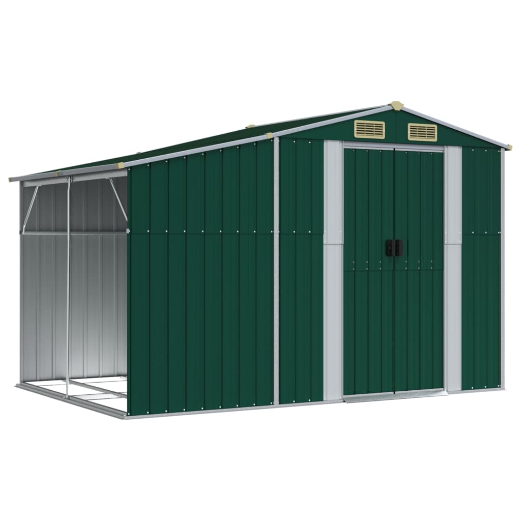 Vidaxl Garden Shed 277x192.5x179 cm galvanisert stålgrønn