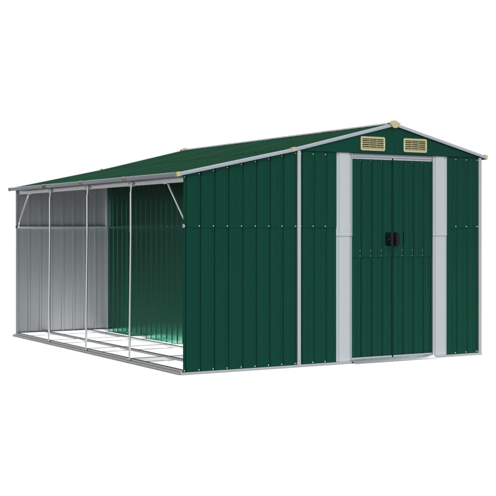 Vidaxl Garden shed 277x365.5x179 cm Galvanized steel green