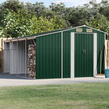 Vidaxl Garden shed 277x365.5x179 cm Galvanized steel green