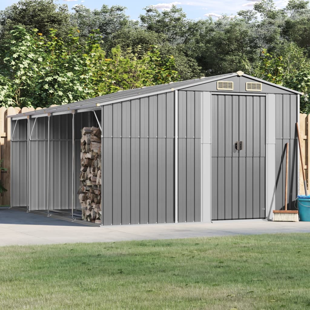 Vidaxl Garden Shed 277x365.5x179 cm galvanisert stålgrå