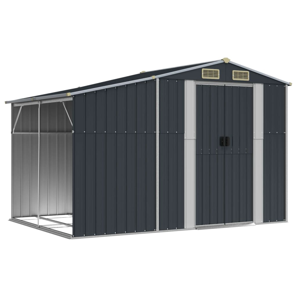 Vidaxl Garden Shed 277x192.5x179 cm Galvaniseret stål Antracitfarve