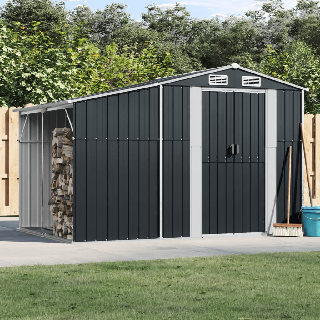 Vidaxl Garden Shed 277x192.5x179 cm Galvaniseret stål Antracitfarve