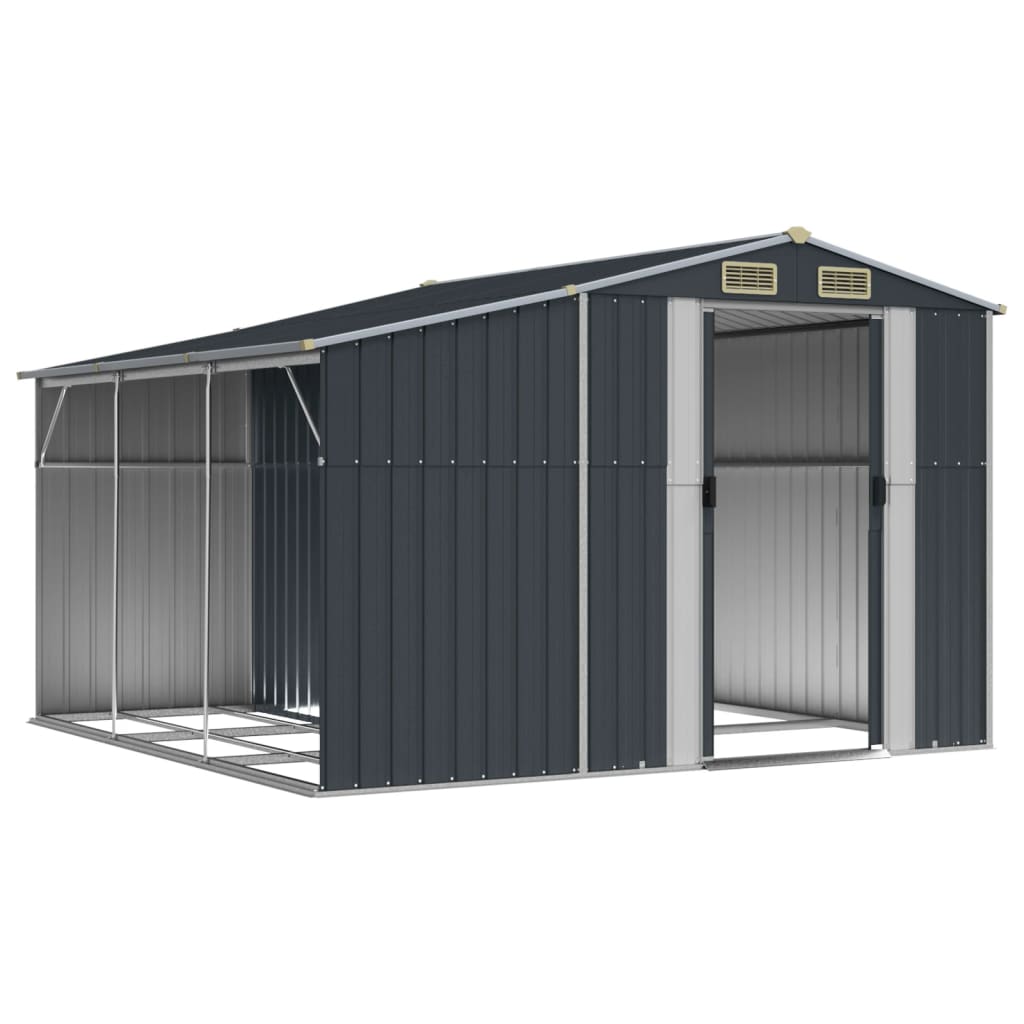 Vidaxl Garden Shed 277x279x179 cm galvanisert stål Antracitt -farget