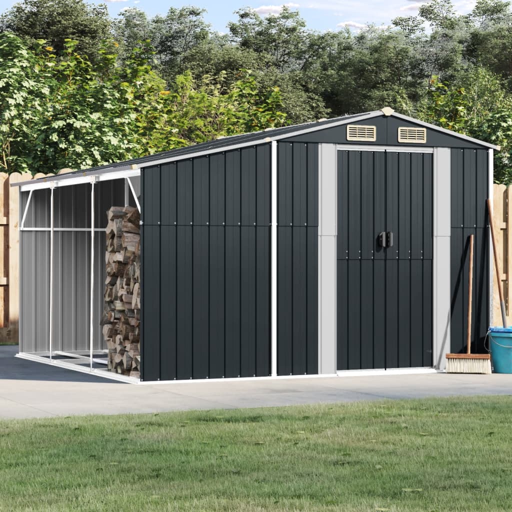 Vidaxl Garden Shed 277x279x179 cm galvanisert stål Antracitt -farget