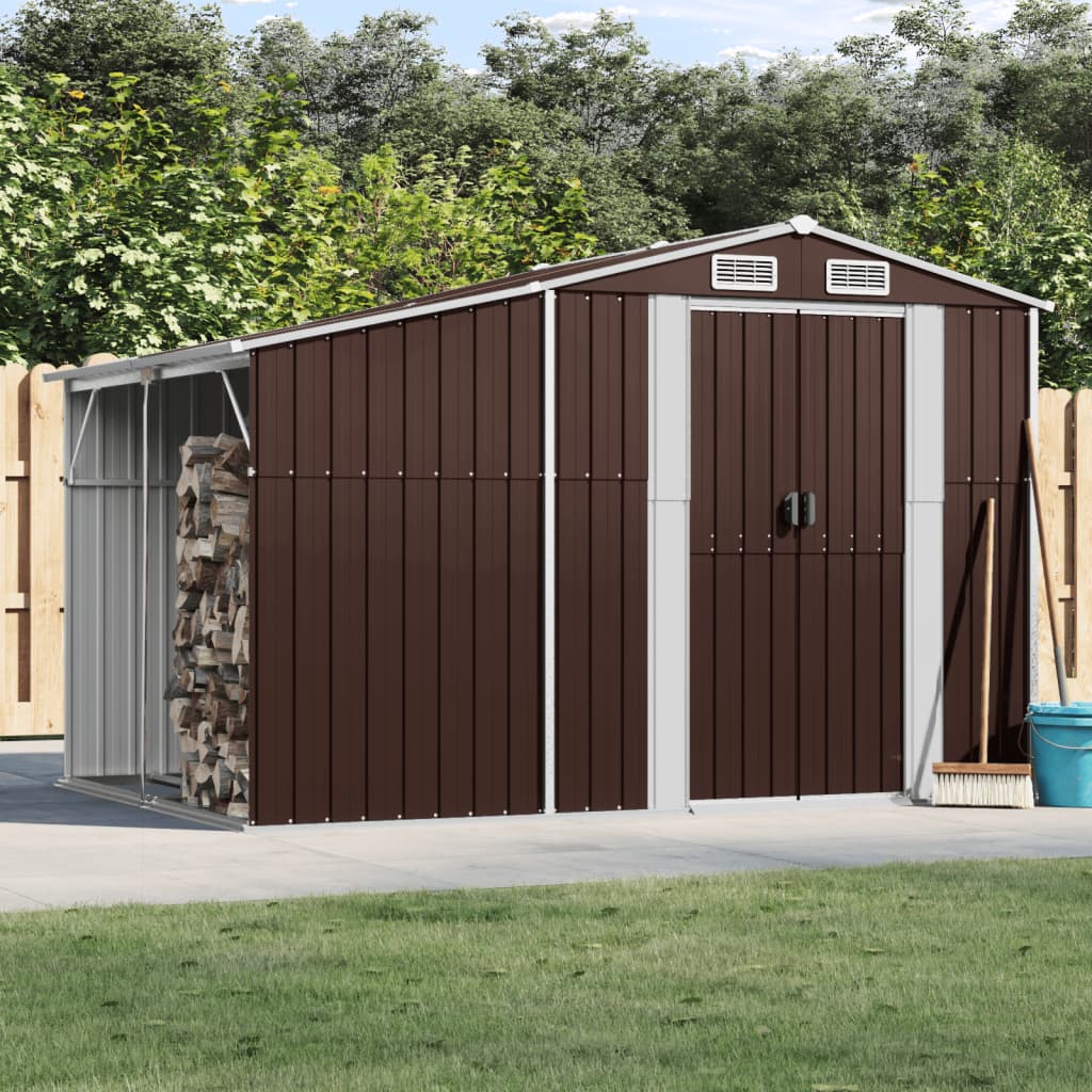 Vidaxl Garden Shed 277x192.5x179 cm galvanisert stålbrun