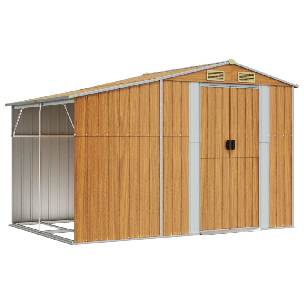 Vidaxl Garden Shed 277x192.5x179 cm galvanisert stål lysebrun