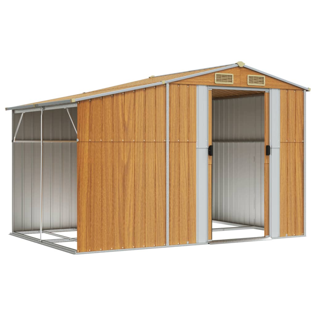 Vidaxl Garden Shed 277x192.5x179 cm galvanisert stål lysebrun