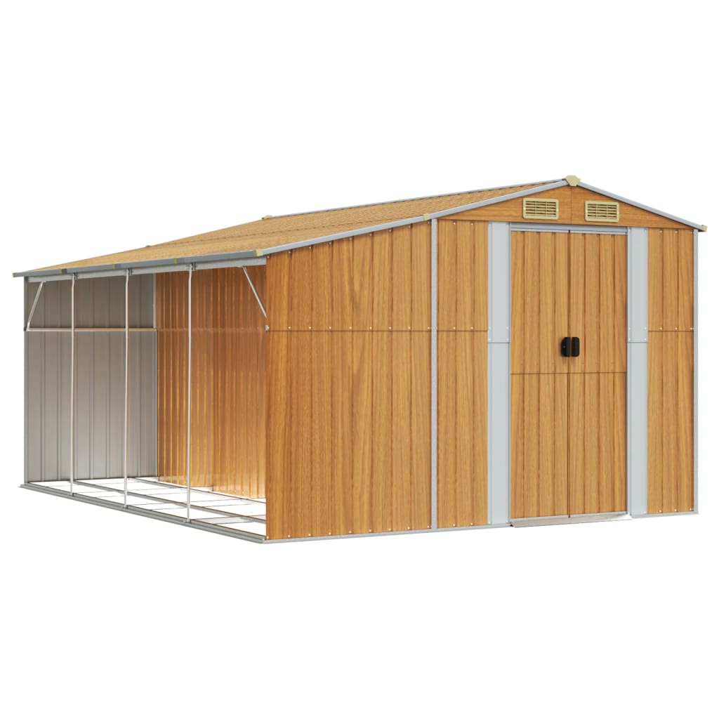 Vidaxl Garden Shed 277x365.5x179 cm galvanisert stål lysebrun