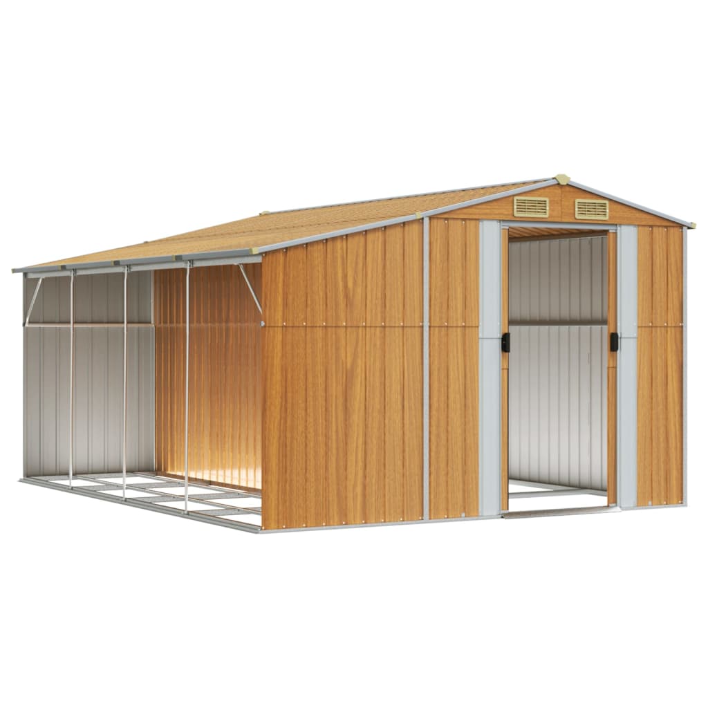 Vidaxl Garden Shed 277x365.5x179 cm galvanisert stål lysebrun