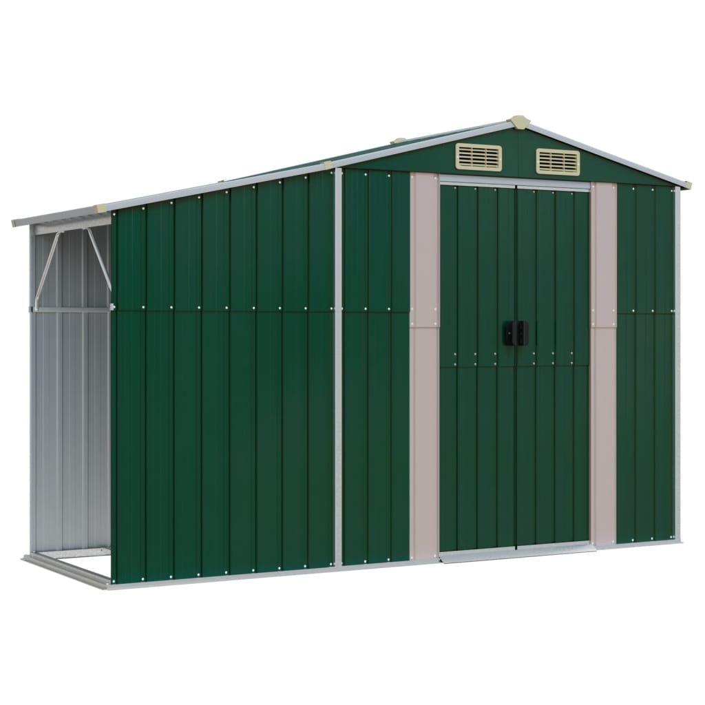 Vidaxl Garden Shed 277x93x179 cm galvanizovaná ocelová zelená