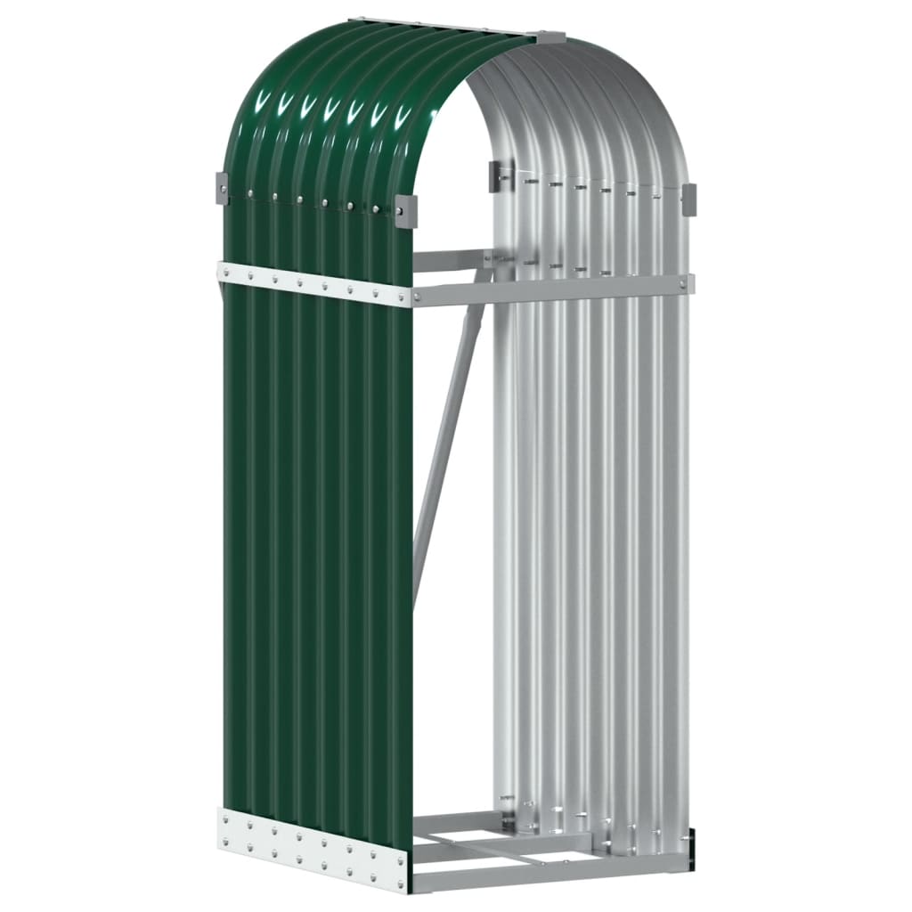 Almacenamiento de leña de Vidaxl 40x45x100 cm de acero galvanizado verde