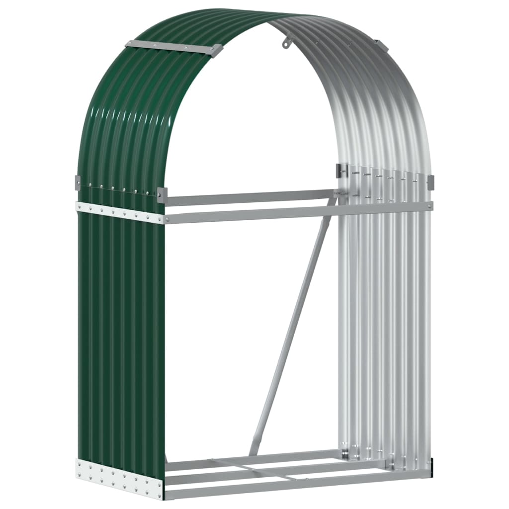 Almacenamiento de leña de Vidaxl 80x45x120 cm de acero galvanizado verde