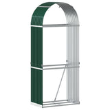 Almacenamiento de leña de Vidaxl 80x45x190 cm de acero galvanizado verde