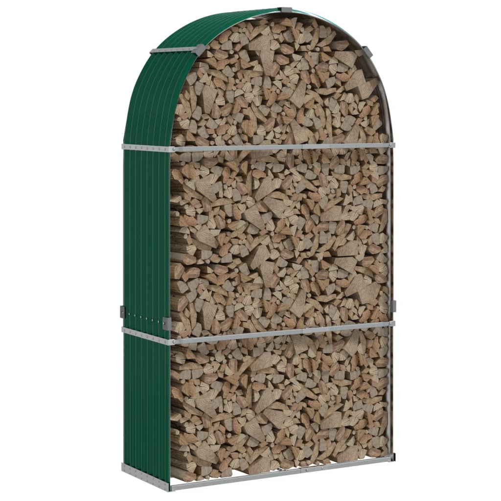 Vidaxl Firewood Storage 120x45x210 cm ocynkowana stalowa zielona