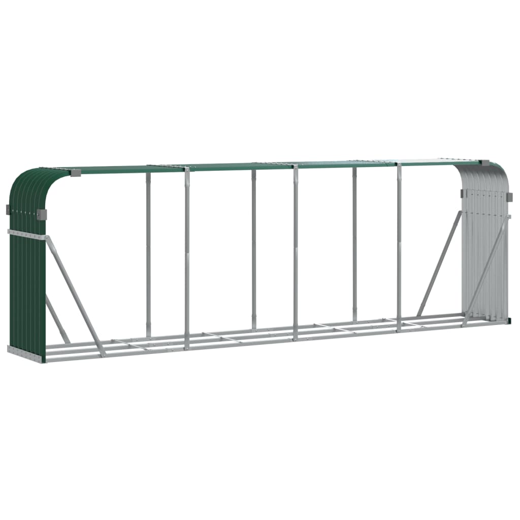 Almacenamiento de leña de Vidaxl 300x45x100 cm de acero galvanizado verde