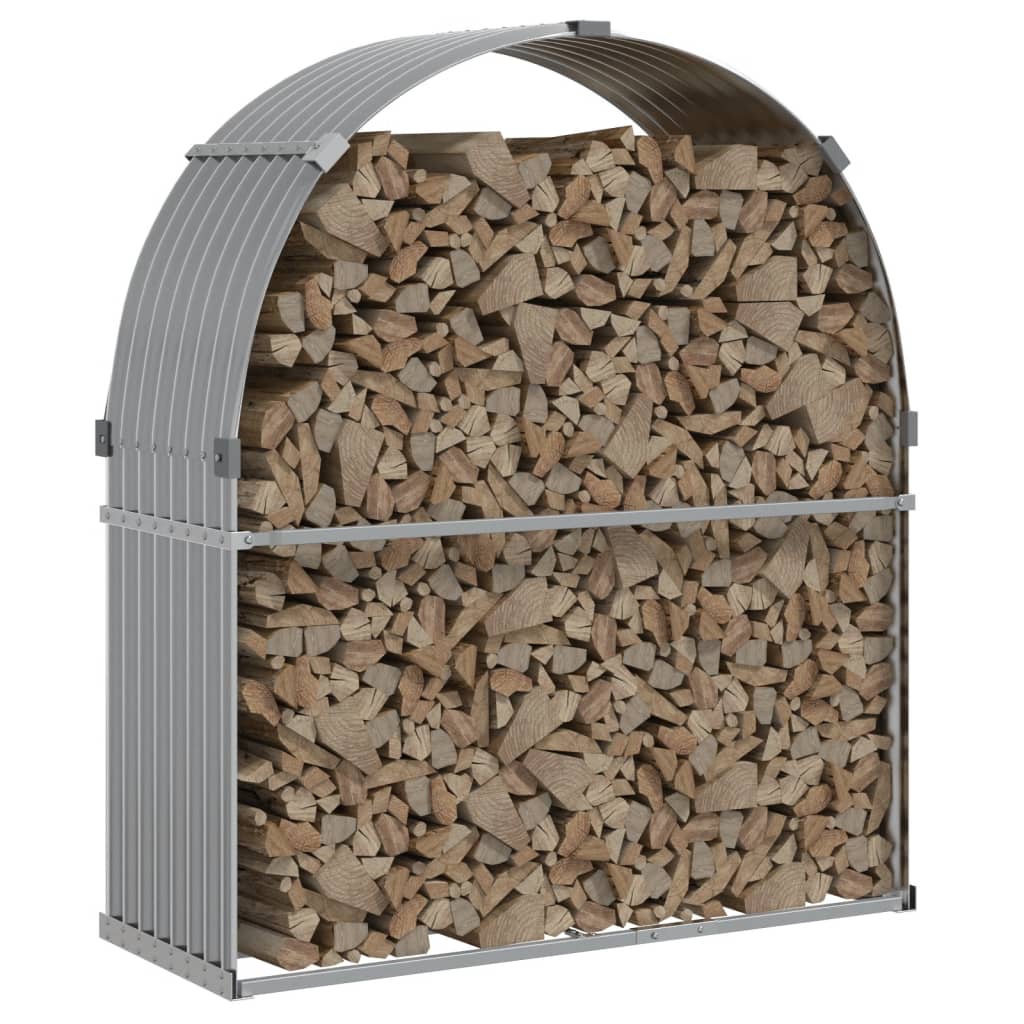 VIDAXL Firewood Storage 120x45x140 cm grigio chiaro in acciaio zincato