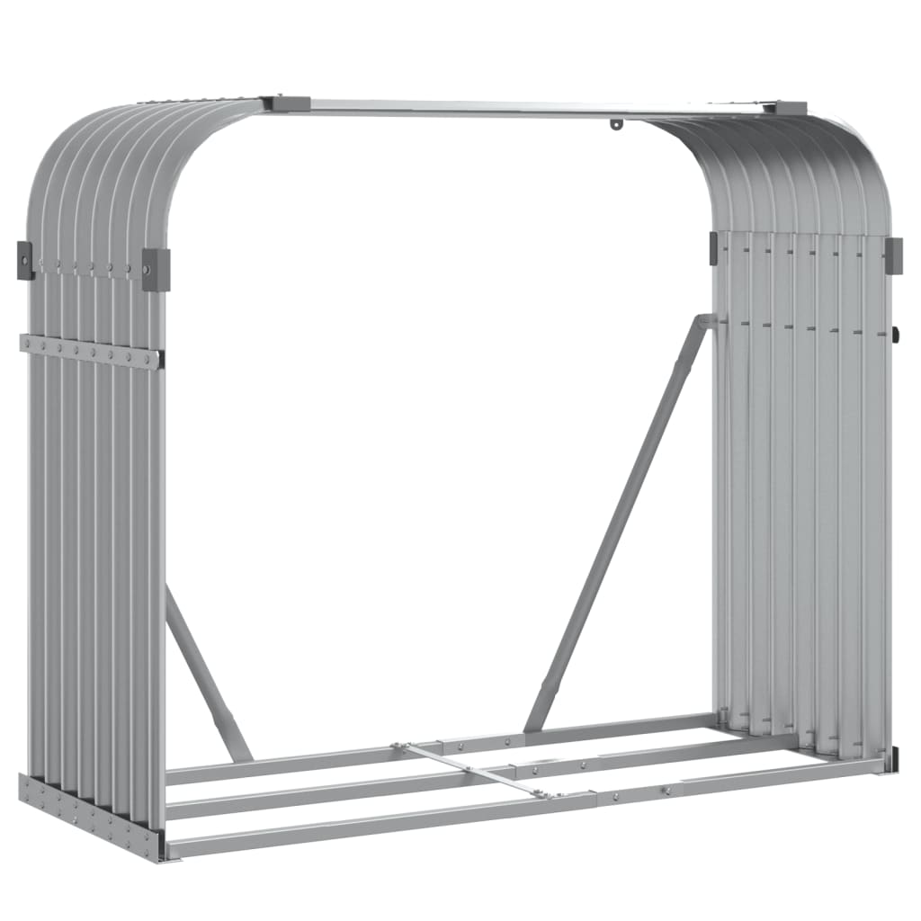 Almacenamiento de leña de Vidaxl 120x45x100 cm de acero galvanizado gris claro