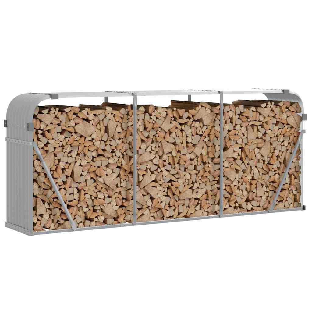 VidaXL stockage de bois de chauffage 234x45x100 cm acier galvanisé gris clair