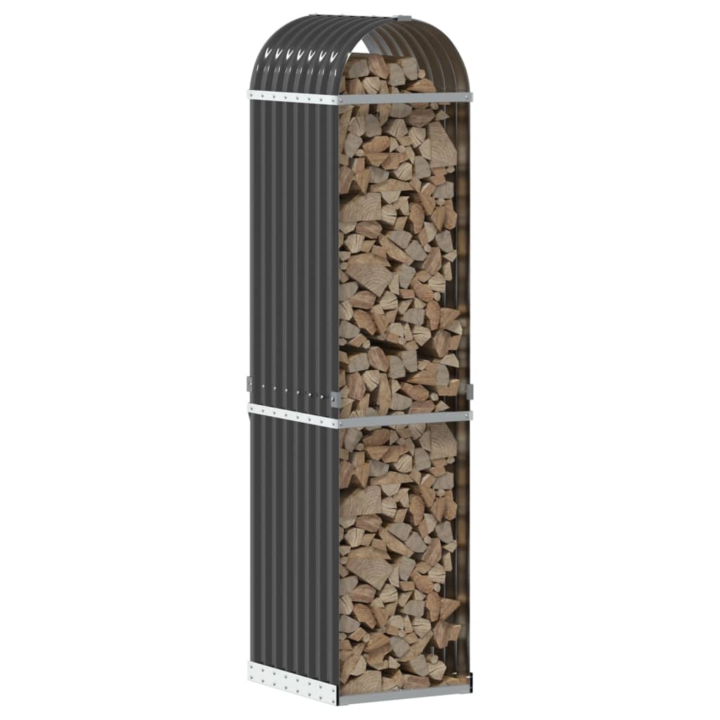 Vidaxl Firewood Storage 40x45x170 cm Antracite in acciaio zincato