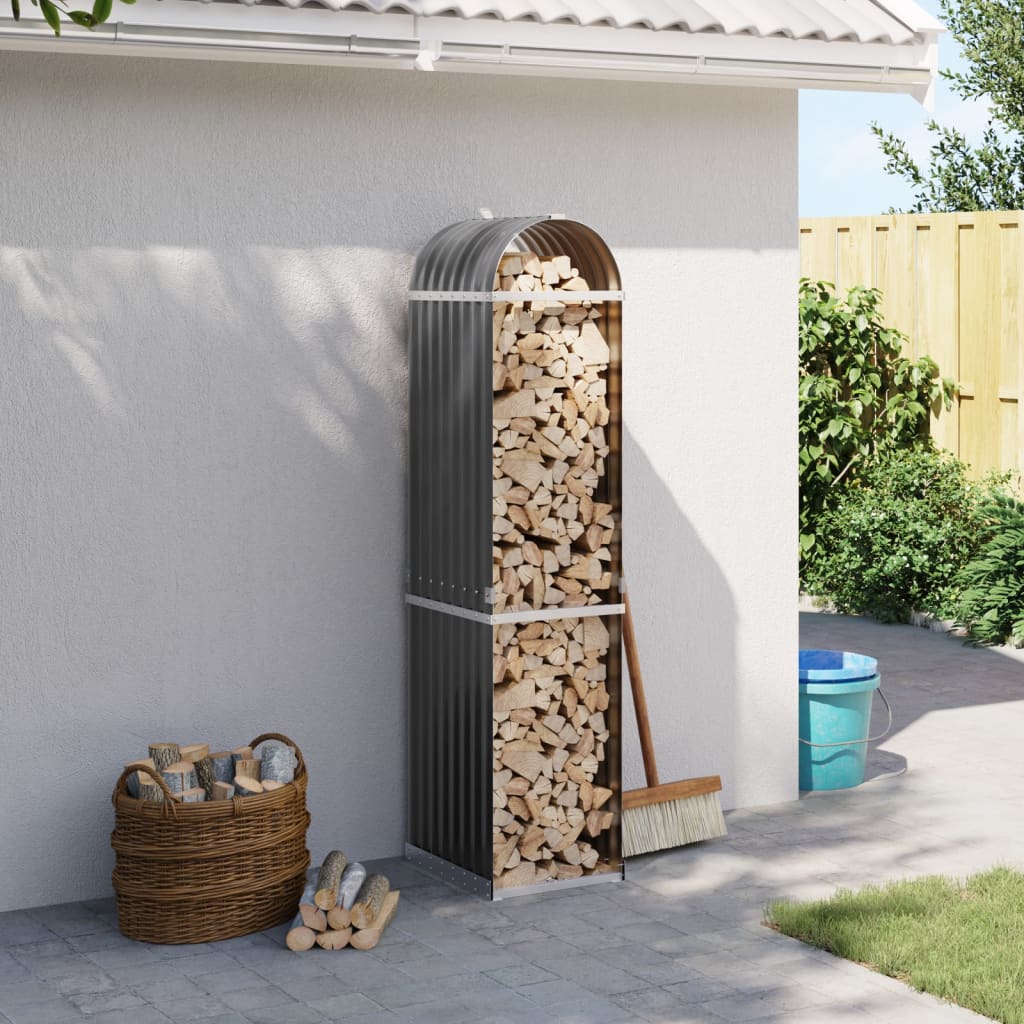 Vidaxl Firewood Storage 40x45x170 cm Antracite in acciaio zincato