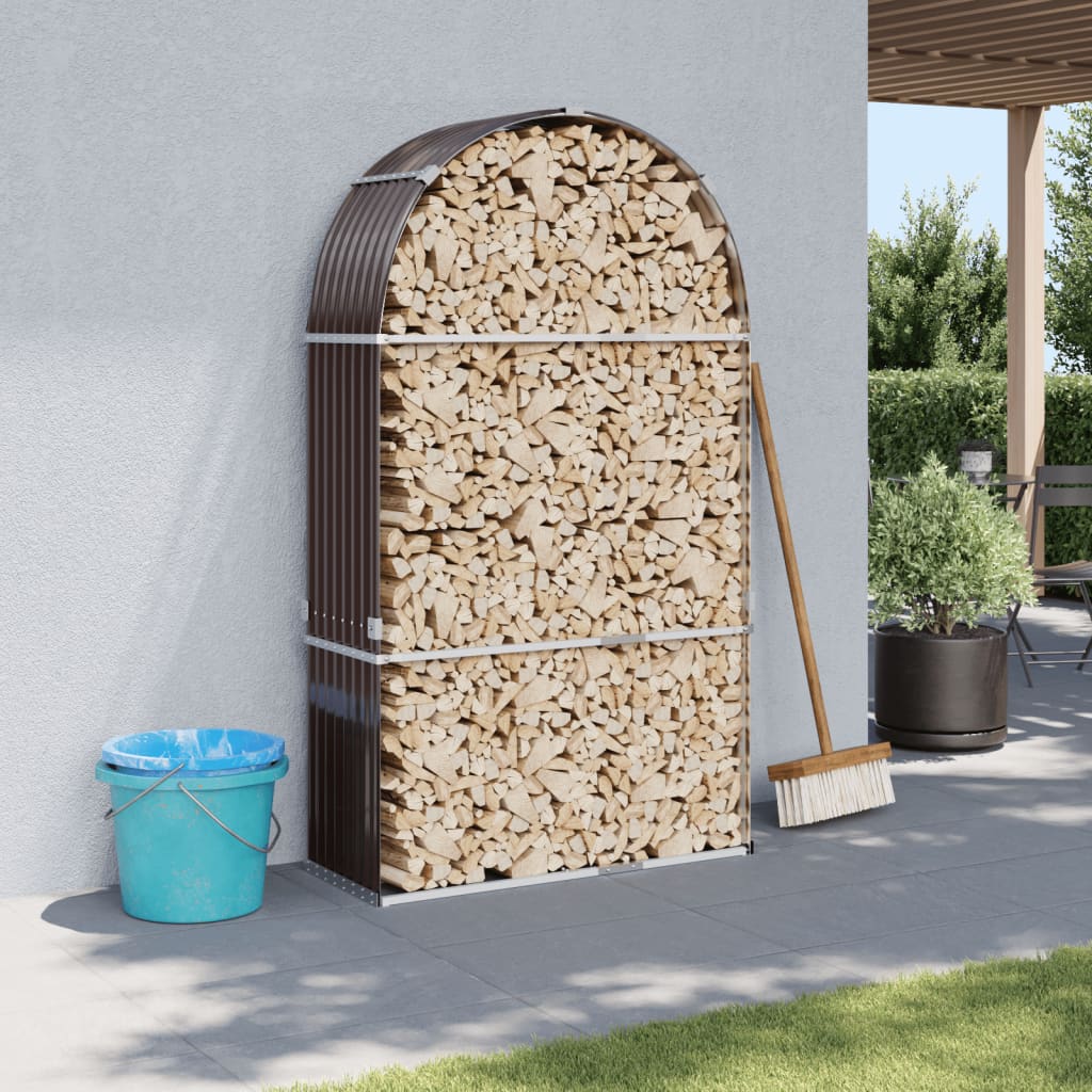 Vidaxx stockage de bois de chauffage 120x45x210 cm acier galvanisé marron