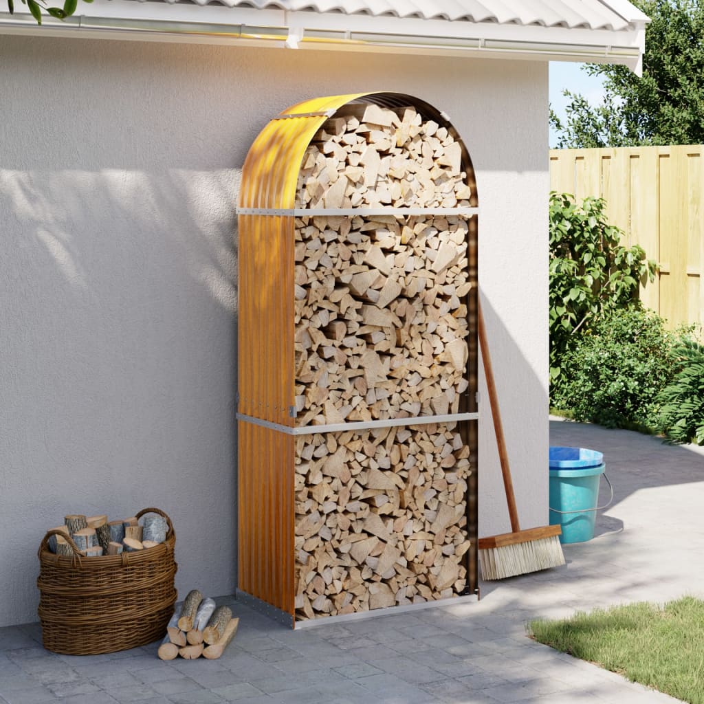 Vidaxx stockage de bois de chauffage 80x45x190 cm acier galvanisé marron clair