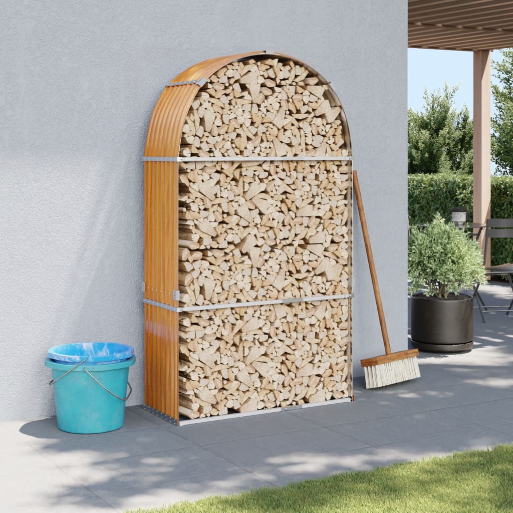 Vidaxx stockage de bois de chauffage 120x45x210 cm acier galvanisé marron clair
