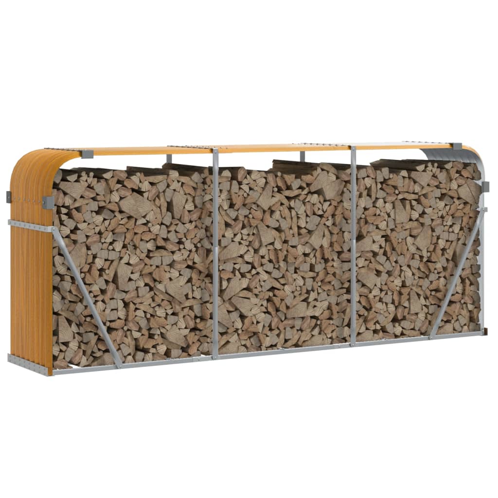 Vidaxx stockage de bois de chauffage 234x45x100 cm acier galvanisé marron clair