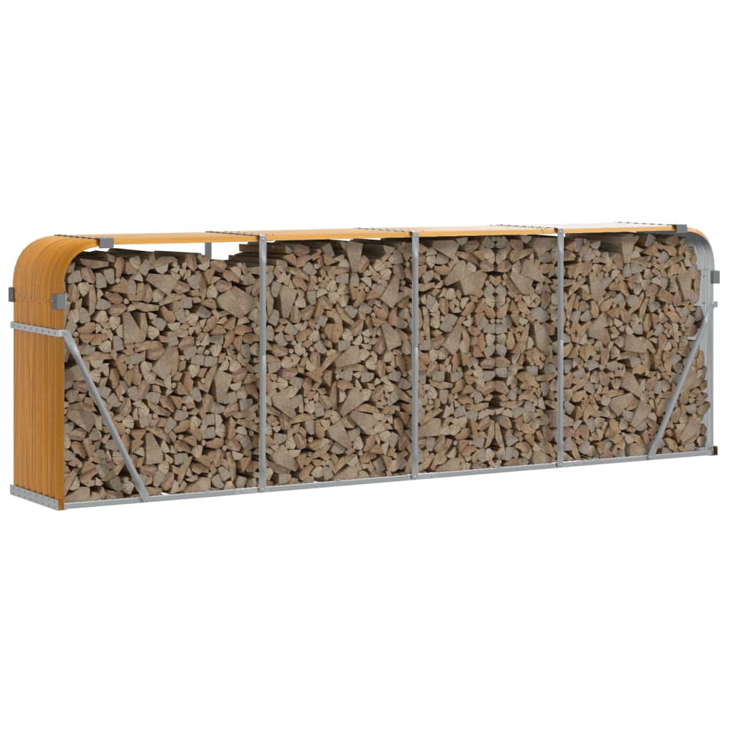 Vidaxx stockage de bois de chauffage 300x45x100 cm acier galvanisé marron clair